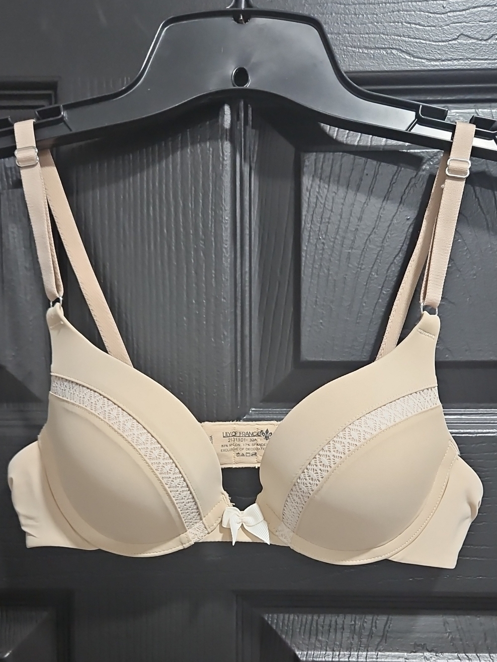 Lily of France Nude Lace-Trim Push-Up Bra